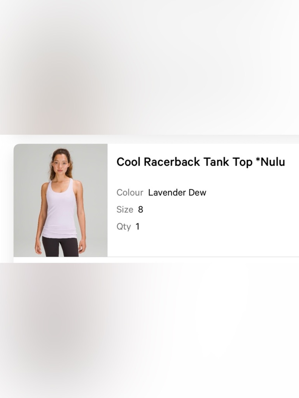 Lululemon Cool Racerback Tank - Lavender Dew size 8